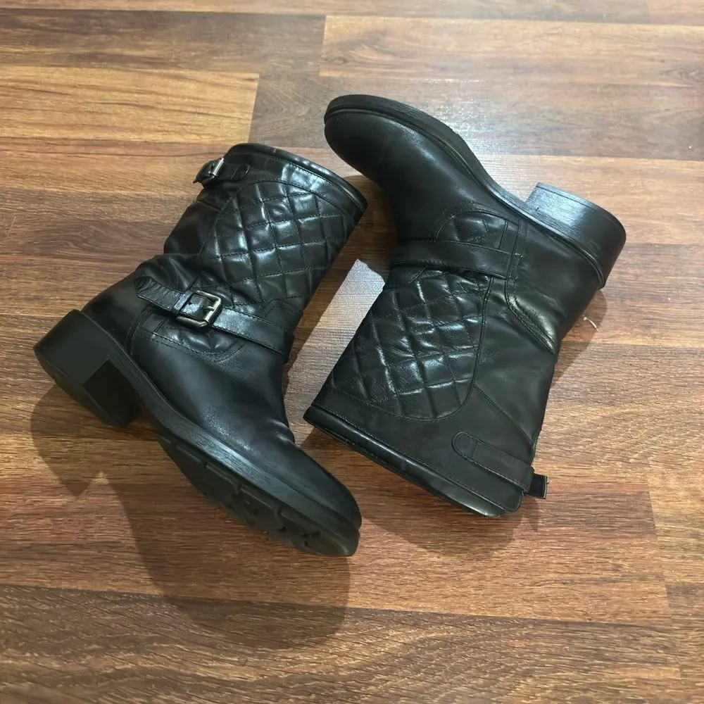 Aquatalia Black Quilted Leather Boots